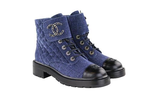 chanel motorcycle boots|chanel denim combat boots.